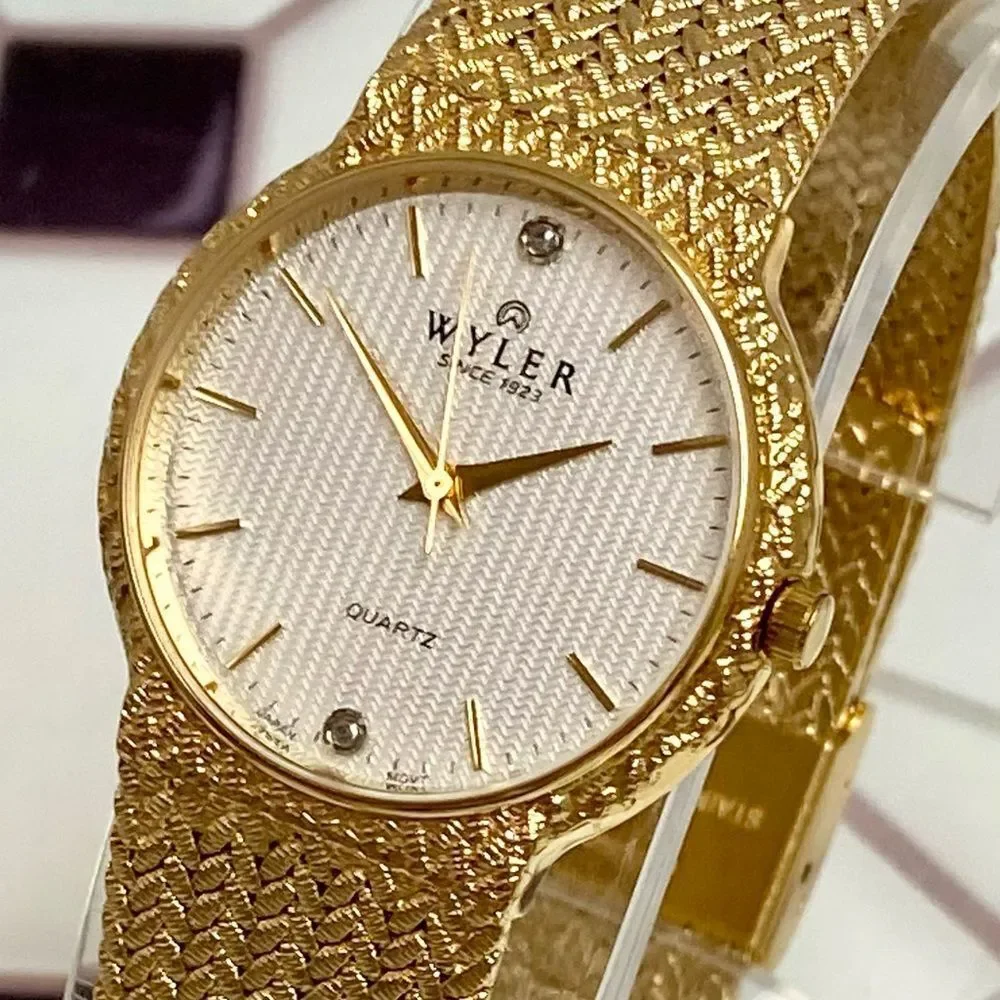 Vintage Wyler Diamond Accented Dial Men’s / Unisex Dress Watch Adjustable Band